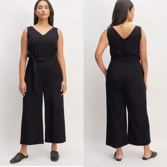 Everlane Pants - Everlane the ultimate jumpsuit size 2 black V-neck , missing belt